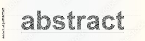 Abstract word drawn with a textured sketchy font on a grid paper for design inspiration