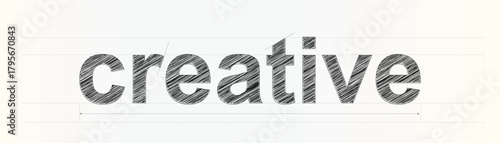 Creative Word Text Graphic with Sketchy Hand Drawn Lines and Typography Grid Design