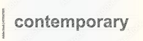 Modern Contemporary Word with Sketch Texture and Technical Measurement Lines