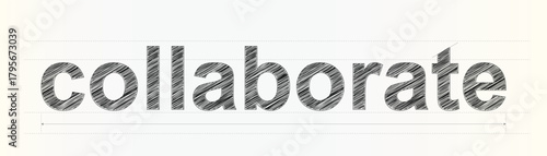 Hand drawn text outlining the word collaborate with a creative sketch effect