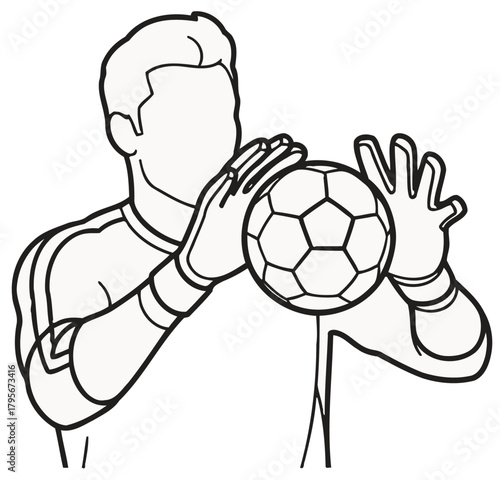 Black and white soccer goalkeeper saving ball