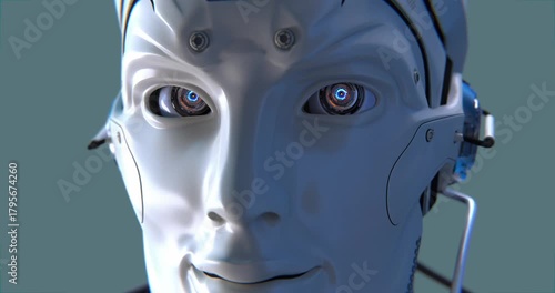 Robot is watching you. Highly Detailed 3d render. Advanced model of cyborg