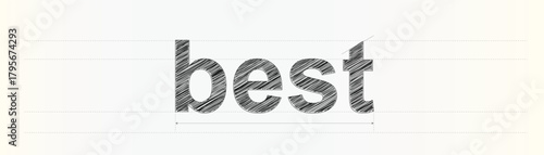 Conceptual word best created with hand drawn sketch lines and engineering blueprint grid