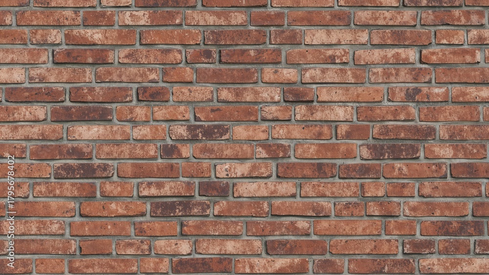 Fototapeta premium Brick wall pattern with red and brown bricks.