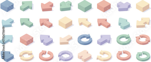 Colorful Geometric Shapes, Abstract Design, Digital Art, Studio Environment, Close-Up View, Modern Aesthetics