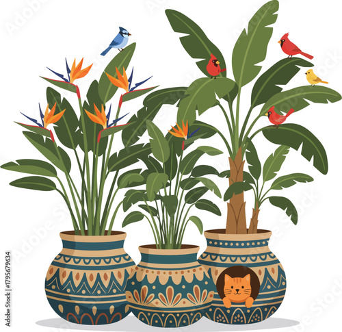 A Colorful Garden Scene Illustration