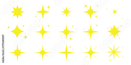 Sparkle star icon set. Twinkling stars. Sparkles, shining burst. star sparkle icon. vector collection of different stars in black color. Shine icon. AI generated star icons collection.