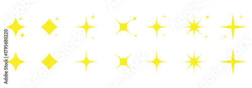 Sparkle star icon set. Twinkling stars. Sparkles, shining burst. star sparkle icon. vector collection of different stars in black color. Shine icon. AI generated star icons collection.