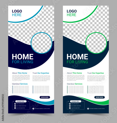 Creative & Modern Real Estate Roll Up Banner Template, New Banner Design, Clean & Professional Layout,  Property sale roll up banner design, Signage advertising design.
