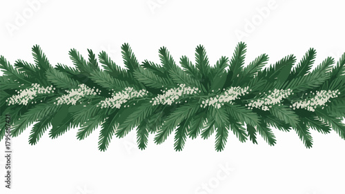 Christmas tree branches isolated on green pine and fir needles background