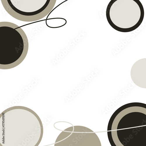 Modern graphic illustration with soft curves and circular forms in warm neutral tones.