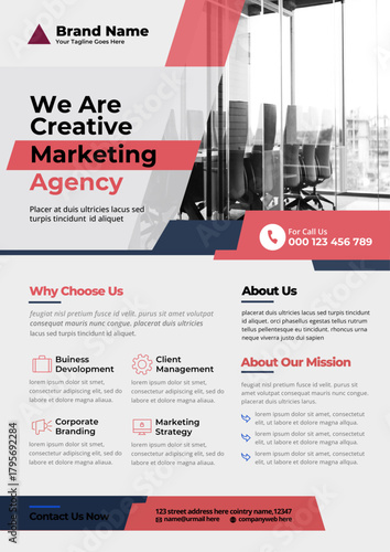 Easy to edit and customize Creative Marketing Agency Flyer Template in A4 size. Suitable for all corporate business promotion, advertising, and marketing needs