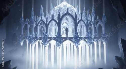 Majestic Ice Palace - A Frozen Fortress of Light and Shadow.