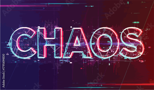 Neon Chaos Typography Glitch Effect Digital Circuit Background