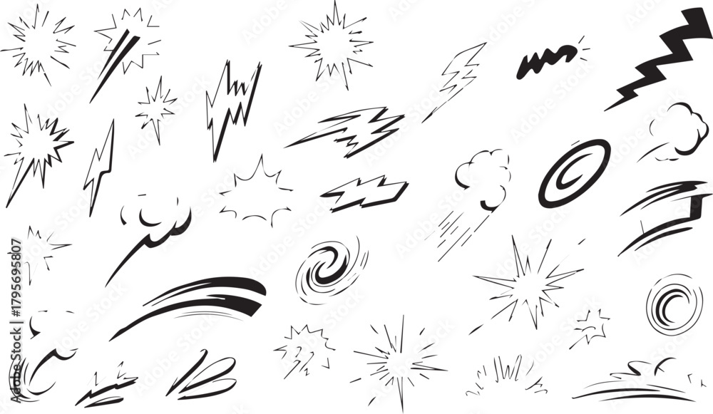 Fototapeta premium Comic Action FX Elements – Explosion, Speed Lines & Impact Illustrations Pack