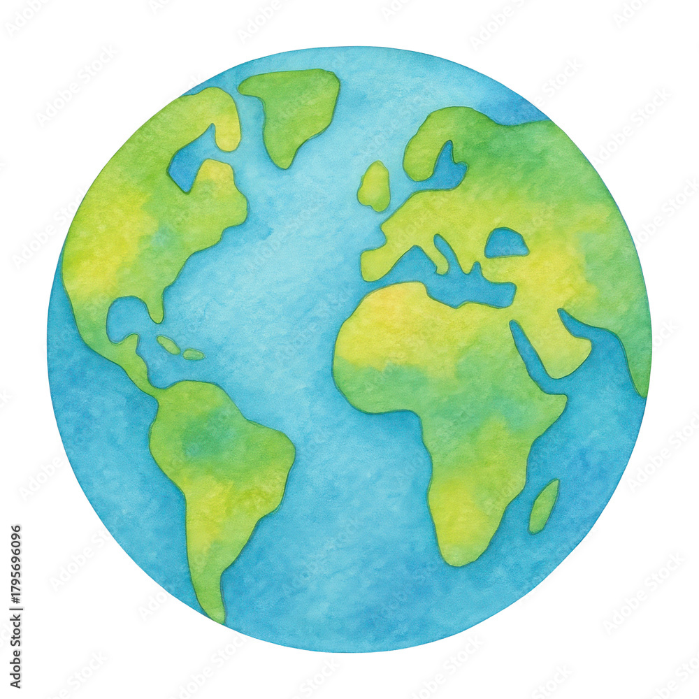 Naklejka premium PNG Colorful watercolor world map illustration.