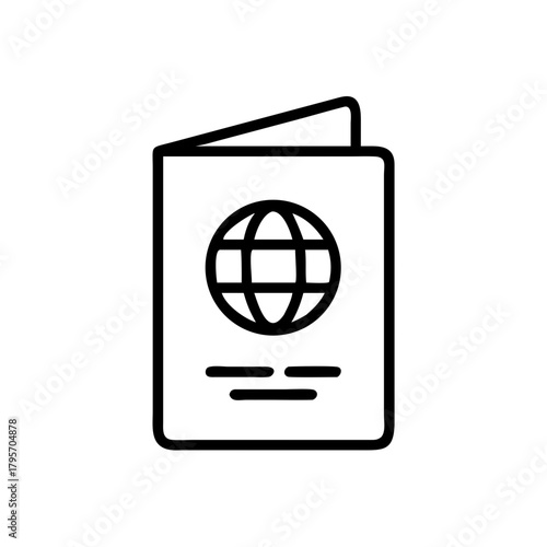 Passport design with globe symbol and lines for text  