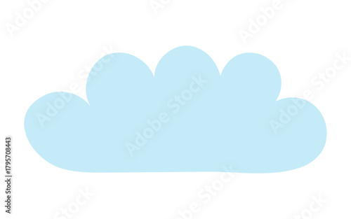 Cute little fluffy, cumulus cloud isolated on transparent background. Hand drawn flat vector illustration. Celestial design element, clip art. Rain cloud, cloudy weather, overcast sky