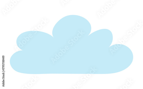 Cute little fluffy, cumulus cloud isolated on transparent background. Hand drawn flat vector illustration. Celestial design element, clip art. Rain cloud, cloudy weather, overcast sky