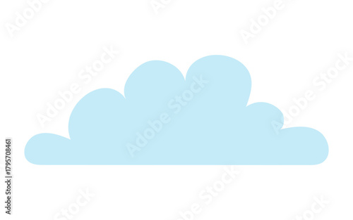 Cute little fluffy, cumulus cloud isolated on transparent background. Hand drawn flat vector illustration. Celestial design element, clip art. Rain cloud, cloudy weather, overcast sky