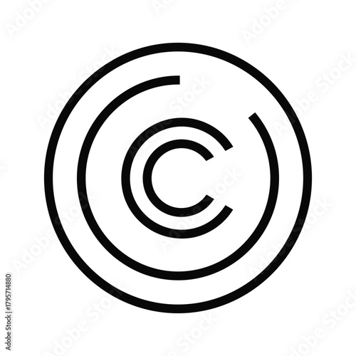 Black copyright symbol c in circle on white background vector