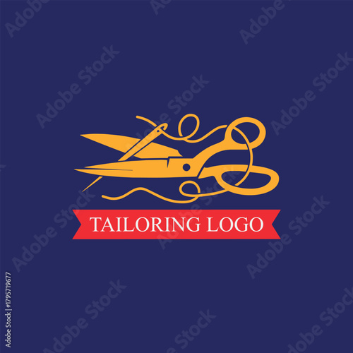 tailor sewing logo design vector