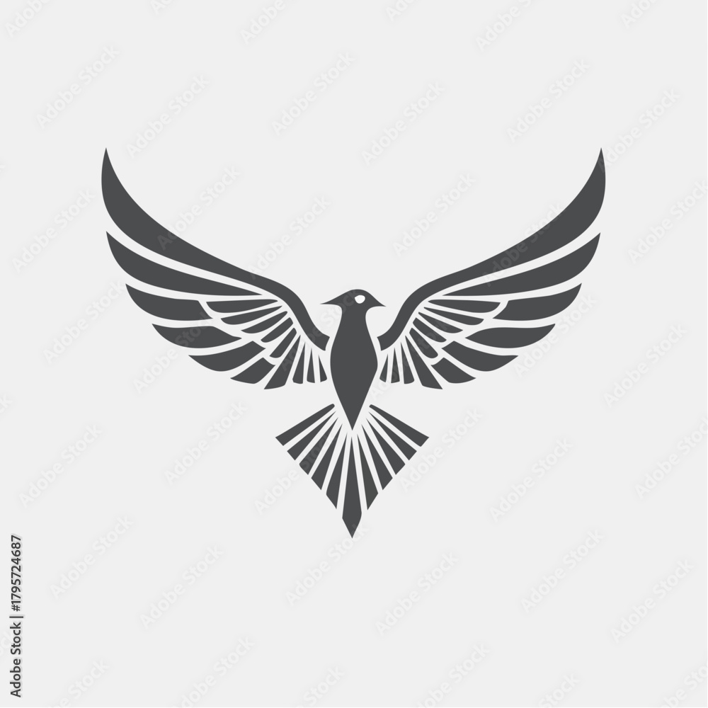 Obraz premium Majestic stylized bird in graceful flight, symbolizing freedom and elegance, a powerful graphic design element
