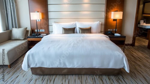 Wallpaper Mural Cozy hotel room with a large bed and elegant decor in a modern setting Torontodigital.ca