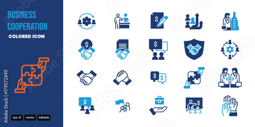 business cooperation colored icon set vector design good for web and mobile app