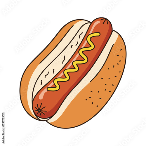 simple and clean vector illustration of a hot dog