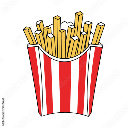 french fries illustration in a red box