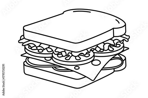 A simple and clean vector line of a wrap sandwich