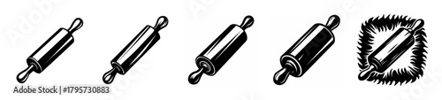 Five rolling pins for baking and cooking dough pastry preparation kitchen tools and equipment
