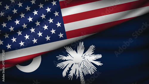 High Quality background with Two Flags of USA and State of USA_States_Two_40.eps