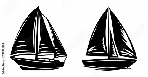 Two black and white sailboat silhouettes ready for adventure on the water