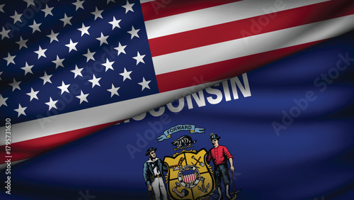 High Quality background with Two Flags of USA and State of USA_States_Two_49.eps