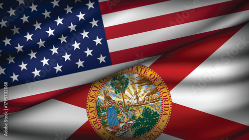 High Quality background with Two Flags of USA and State of USA_States_Two_09.eps