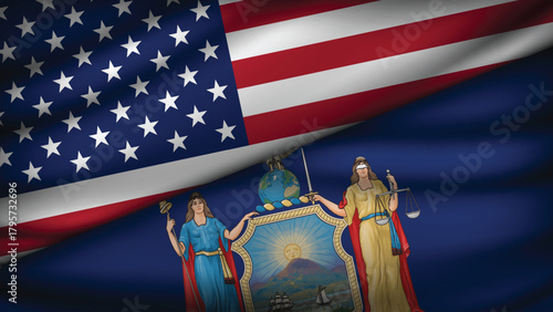 High Quality background with Two Flags of USA and State of USA_States_Two_32.eps