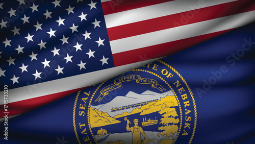 High Quality background with Two Flags of USA and State of USA_States_Two_27.eps