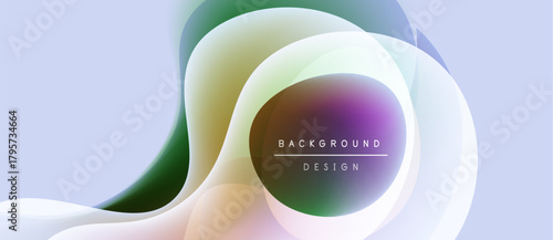 Abstract flowing shapes, soft colors, gradient background. Modern design elements create dynamic visual composition. Text reads background design.