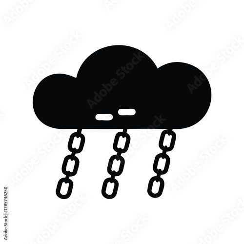 Cloud with Chains Representing Heavy Rain or Imprisonment in Dark Weather