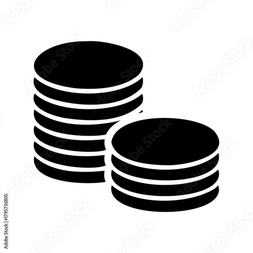 Iconic Representation of Wealth Building with Stacked Coins in Simple Black Design