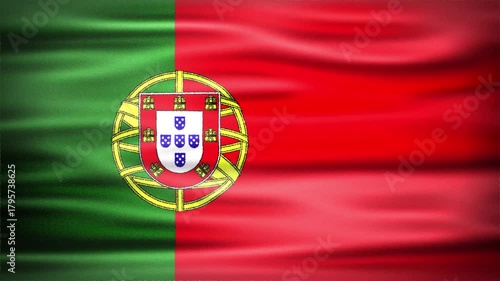 Wavy Flag of PORTUGAL Animation, Short Looping Video of National Symbol