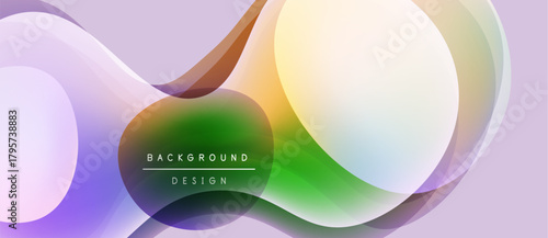 Abstract fluid shapes blend, creating vibrant gradient background. Soft colors overlap, forming dynamic design elements. Modern aesthetic.