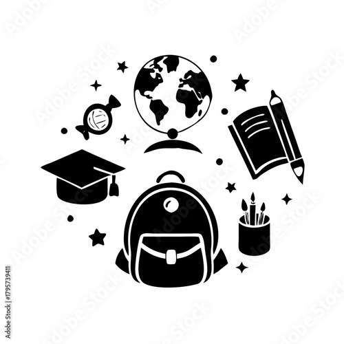 School supplies and education icons, icon