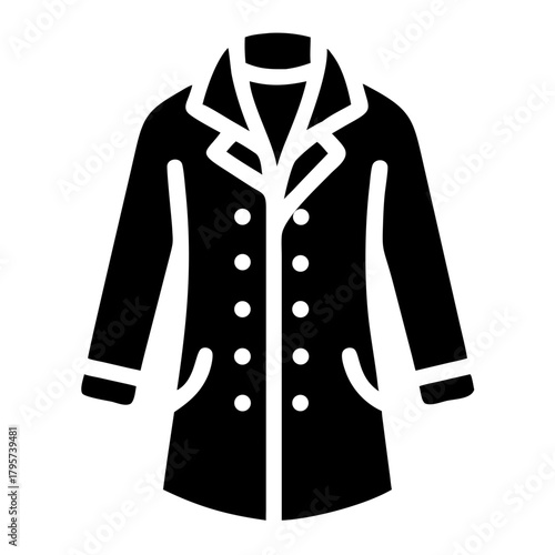 Black doublebreasted coat icon icon