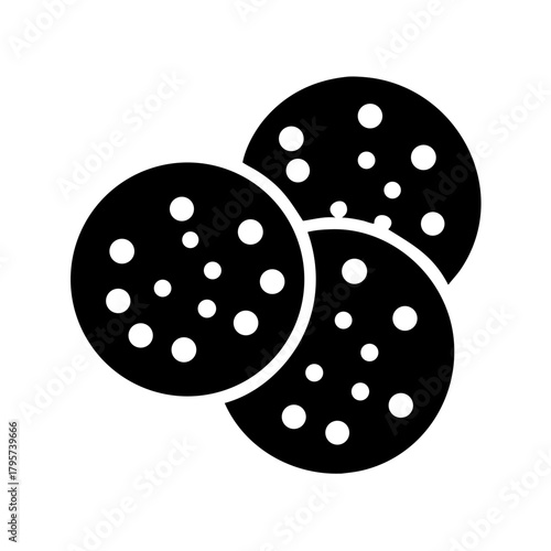 Black icon of three salami slices icon