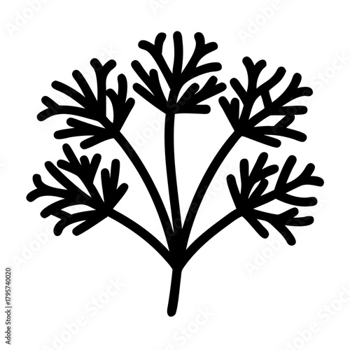 Black silhouette of a dill sprig icon