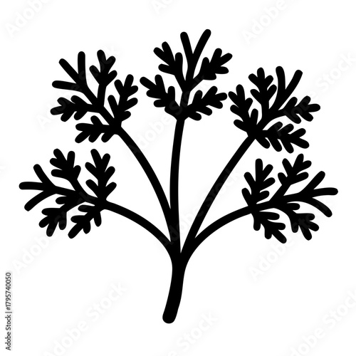 Black silhouette of a dill sprig icon