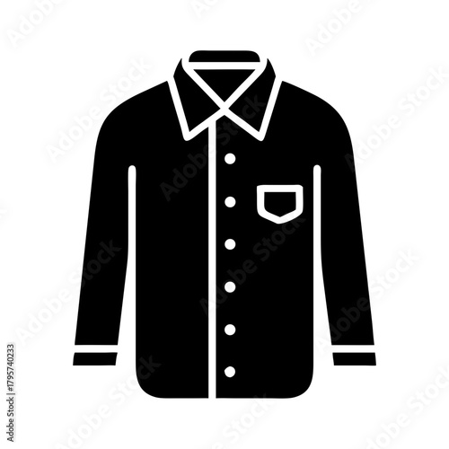 Black silhouette of a collared shirt icon